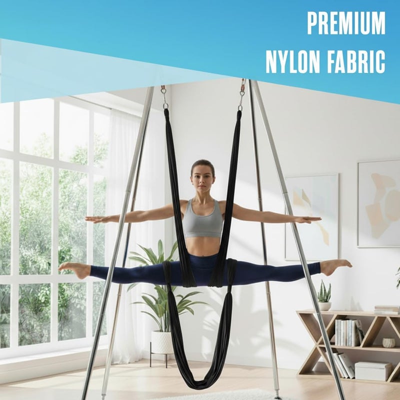 Houseables Aerial Silks, Yoga Swing, Aerial Yoga Hammock, Ariel Silk, Gymnastics Swing, Acrobatics Equipment, For Home, Indoor, Outdoor, Arial Setup, Rig, Sling, Portable - Image 3